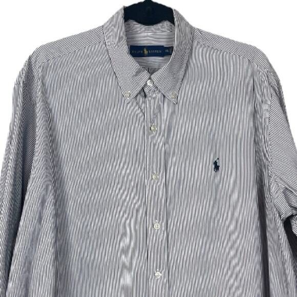 Ralph Lauren Men’s Shirt Collared Button Down Point Collar Black Stripe Size XXL - Picture 4 of 11